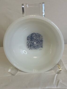 Vintage Milk Glass CURRIER & IVES Bowl